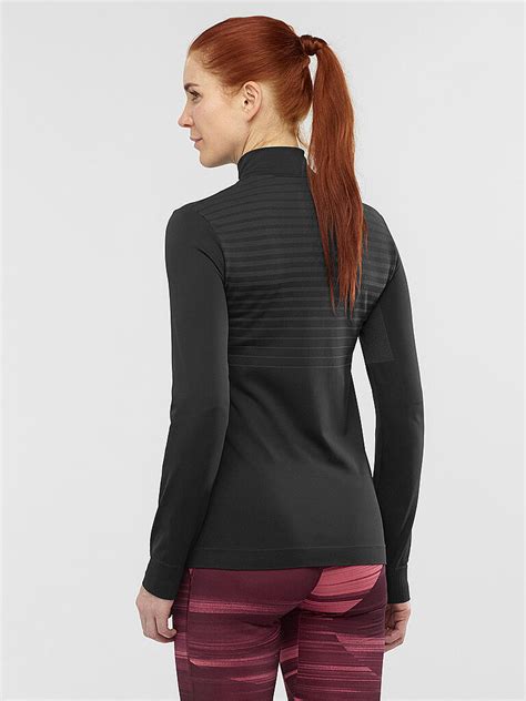 Salomon Damen Laufshirt Seamless Comet Half Zip Schwarz