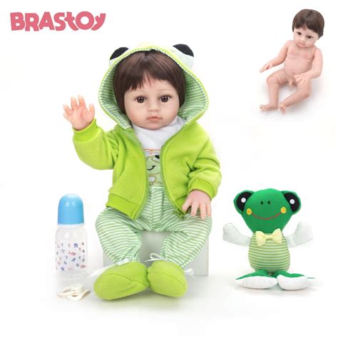 Brastoy Bebê Reborn Boneco Silicone Menino Sapo Olhos Castanhos 48cm