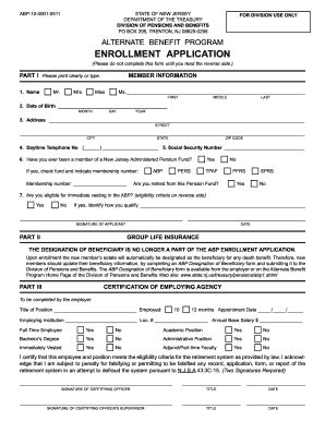 Fillable Online State Nj Enrollment Application State Of New Jersey