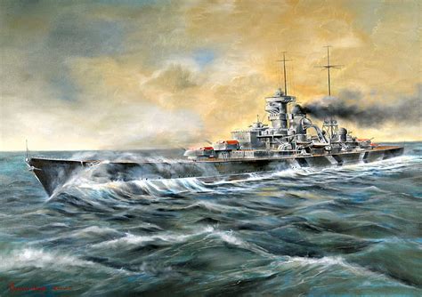 Bismarck Class Tirpitz World Art German Guerra Ww2 Ocean