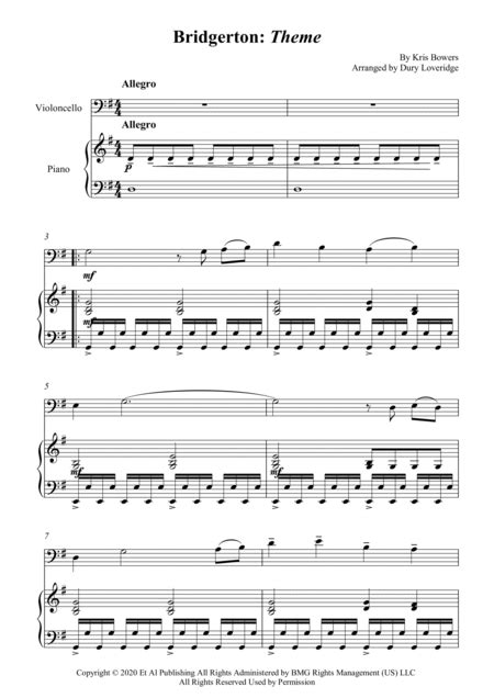 Bridgerton Theme Arr Dury Loveridge By Kris Bowers Sheet Music For Cello And Piano At Sheet