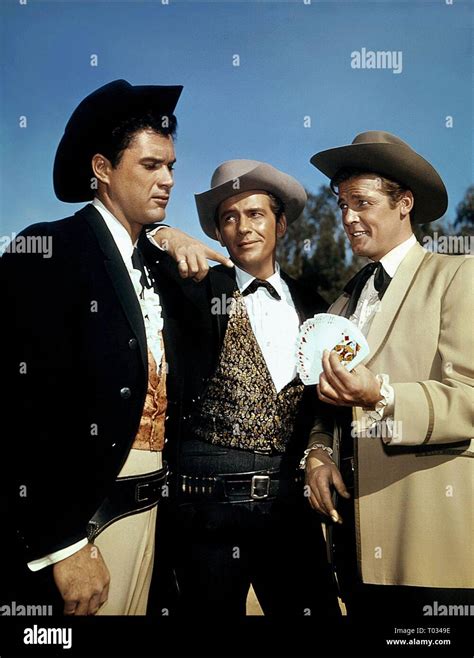 Jack Kelly Robert Colbert Roger Moore Maverick 1960 Stock Photo Alamy