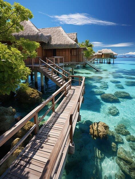 Premium AI Image | Bora_Bora_Island_over_water_villas