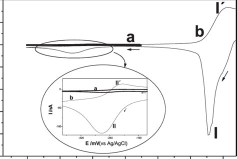 Cyclic Voltammograms Obtained For 10x10 3 Mol L 1 Da 01 Mol L 1