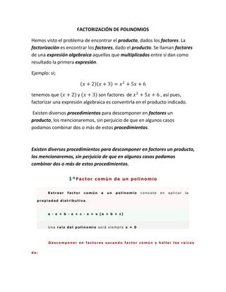 Factorizaci N De Polinomios Pdf