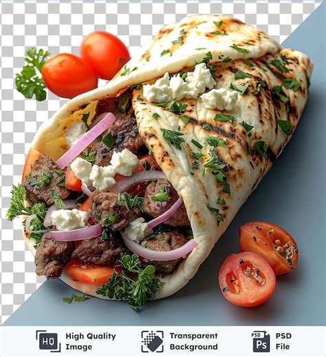 Premium Psd Transparent Background Psd Beef Gyro Topped With Tomatoes