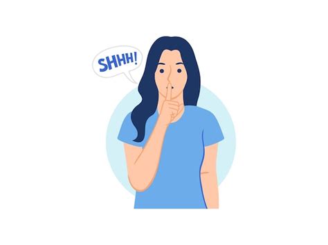 Premium Vector Woman Making Secret Quiet Sign Hush Shhh Gesture Put