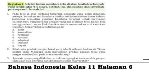 Kunci Jawaban Bahasa Indonesia Kelas 11 Halaman 6 Beberapa Kosakata