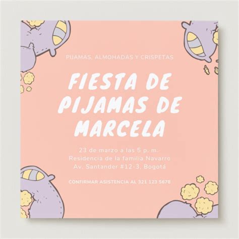 Plantillas De Invitaciones Para Pijamadas Gratis Canva