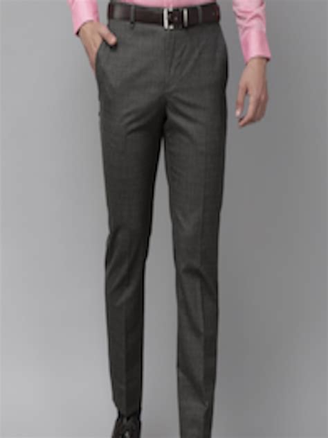 Buy Park Avenue Men Medium Grey Solid Mid Rise Formal Trousers Trousers For Men 17201694 Myntra