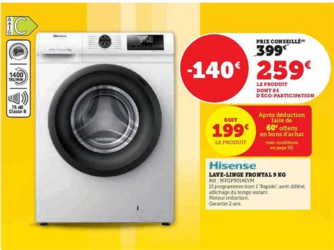 Promo Lave Linge Frontal 9 Kg Hisense Chez Hyper U ICatalogue Fr