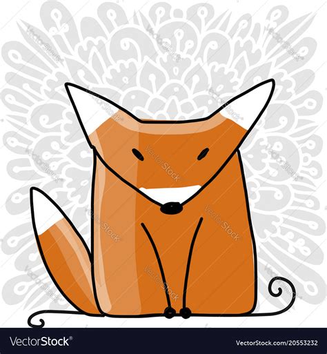 Cute Red Fox Sketch For Your Design Royalty Free Vector