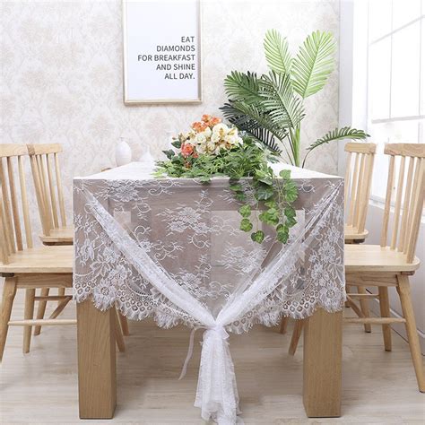 B-COOL 60 X120 Inch Classic White Wedding Lace Tablecloth Lace ...