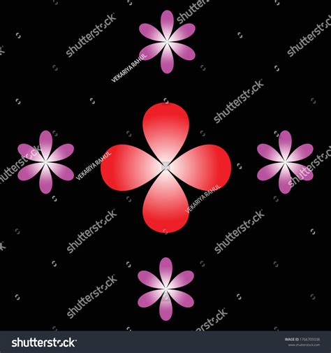 Beautiful Flower Red Pink Clour Black Stock Vector Royalty Free