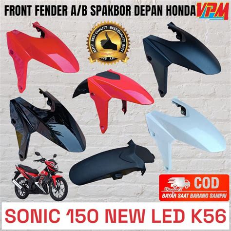 Jual Spakbor Depan Sonic 150 Led K56 Hitam Putih Merah Hitam Doff Merk