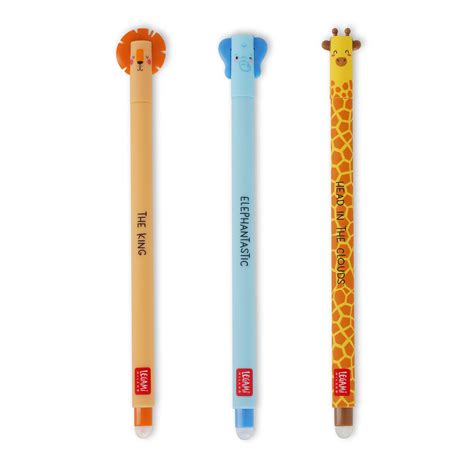 Set of 3 Erasable Gel Pens SAVANNAH FRIENDS | Legami.com