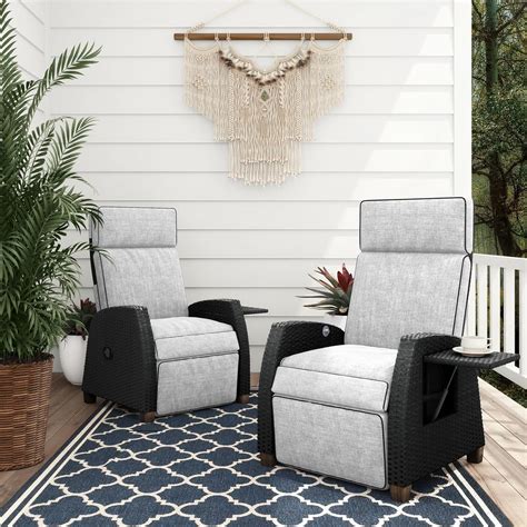 Grand Patio Indoor Outdoor Recliner Chair PE Wicker Patio 150 Lay