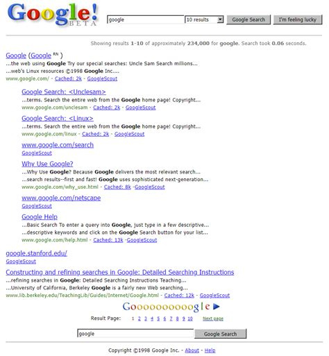 Google in 1998 - Web Design Museum