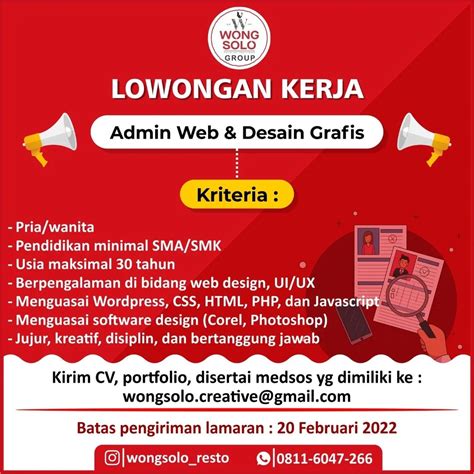 Lowongan Kerja 2022 Admin Wong Solo Group Info Loker Solo