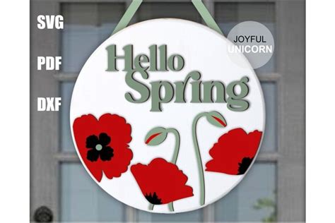 Hello Spring Sign Svg Spring Door Hanger Cut File