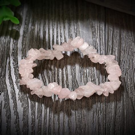 Rose Quartz Crystal Chip Bracelet Tumble Polished Real Etsy