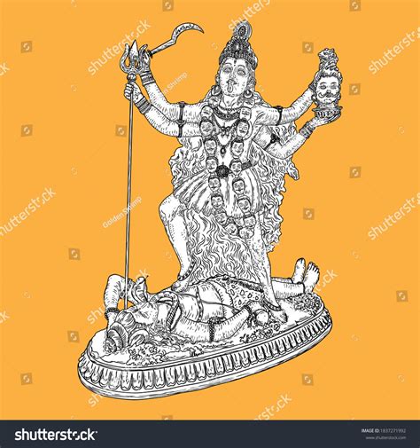 Indian Hindi Goddess Kali Known Dark Stock Vector Royalty Free