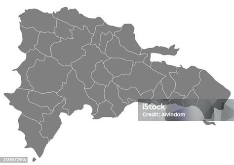 Ilustración De Esquema Del Mapa De República Dominicana Con Regiones Y