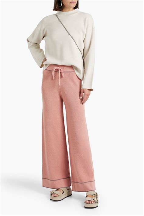 Madeleine Thompson Rose Ribbed Wool And Cashmere Blend Wide Leg Pants