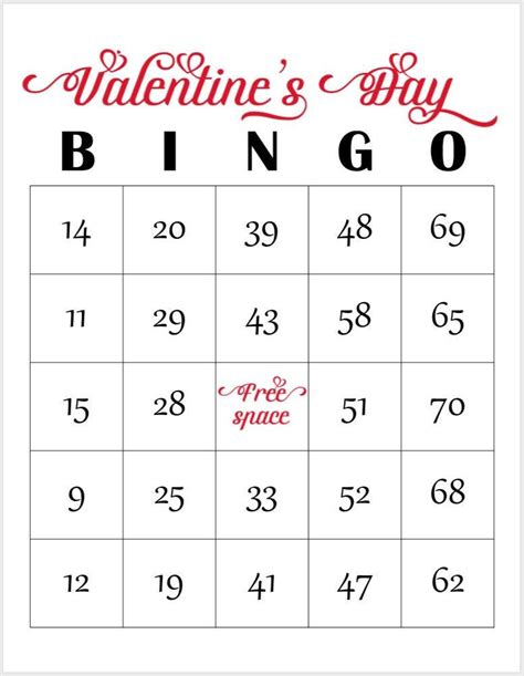 Downloadable Free Printable Valentine Bingo Cards