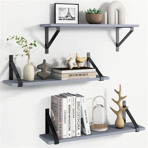 Amazon Fixwal Floating Shelves 24 Inch Gray Wall Bookshelf Set