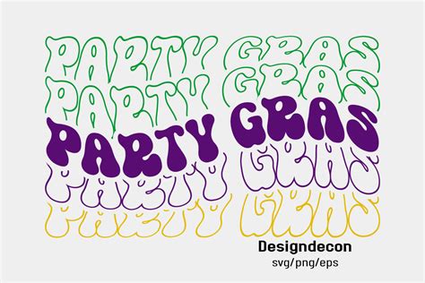 Party Gras Mirrored Text Retro Wavy Svg Graphic By Designdecon