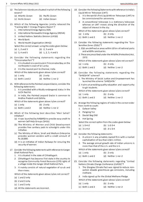 Drishti Ias Current Affairs Mcq Quiz Consolidation June Part I Ii