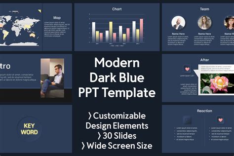 Modern Dark Blue Business Ppt Template Graphic By Doankang · Creative