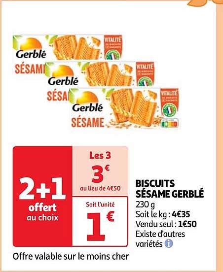 Promo Biscuits Sésame Gerblé chez Auchan iCatalogue fr