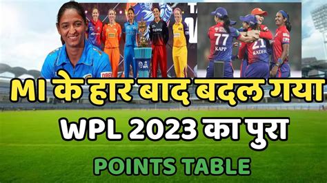 Wpl 2023 Today Points Table Mi Vs Dc After Match Points Table Wpl