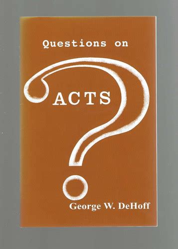 Questions On Acts Senior Adult Workbook Dehoff Christian Boo