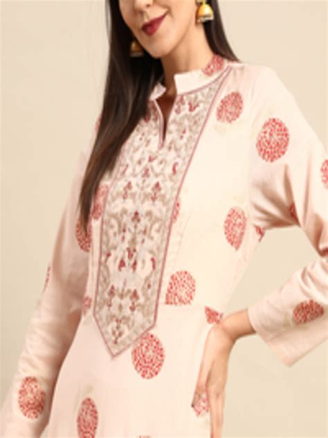 Buy Anouk Peach Coloured Ethnic Motifs Ethnic Cotton Maxi Dress