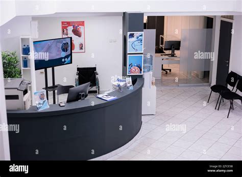 Health Center Reception Desk For Appointments And Checkup Visits In Facility Lobby Hospital