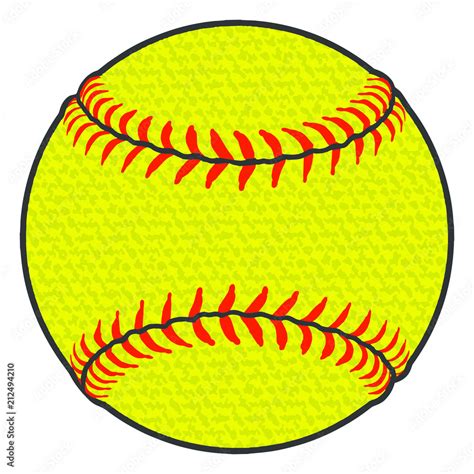 Softball - Textured is an illustration of a stylized flat color or spot ...