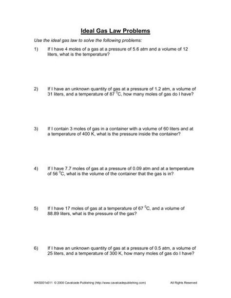 ☑ Ideal Gas Law Problems And Answers