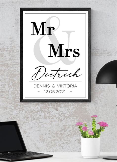 Poster Mr Mrs Personalisiert Mit Namen Und Datum Mr Mrs Artofit