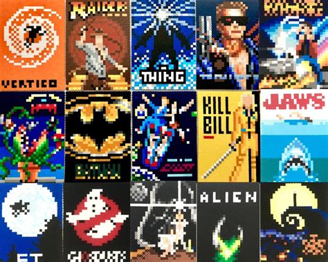 Bit Movie Posters Retro Art Handmade Pixel Art Perler Etsy