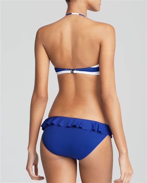 Ralph Lauren Blue Label Ruffle Dylan Hipster Bikini Bottom In Blue