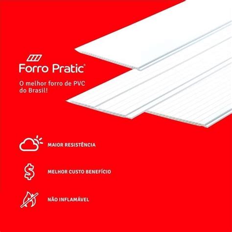 Forro de PVC 200mm x 8mm x 5m 1m² Pratic Branco Araforros a partir