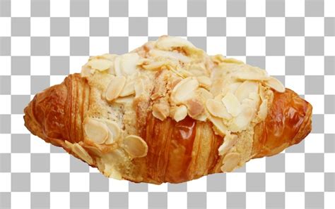 Premium PSD | French almond croissant pastry isolated on transparent backdrop