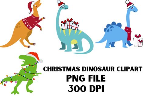 Christmas Dinosaur Clipart Graphic by Design_Store22 · Creative Fabrica