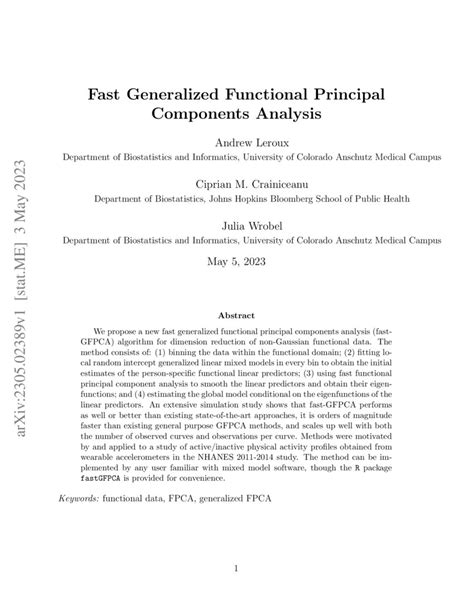 Fast Generalized Functional Principal Components Analysis Deepai