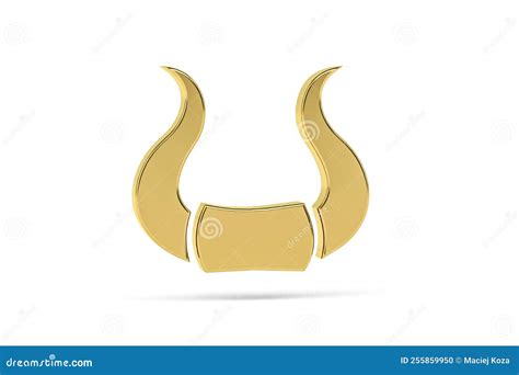 Icono Dorado De Cuernos D Aislado En Fondo Blanco Stock De Ilustraci N