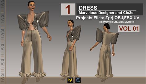 Artstation Dress Vol 1 Clo3d And Marvelous Designer Zprj Obj Fbx