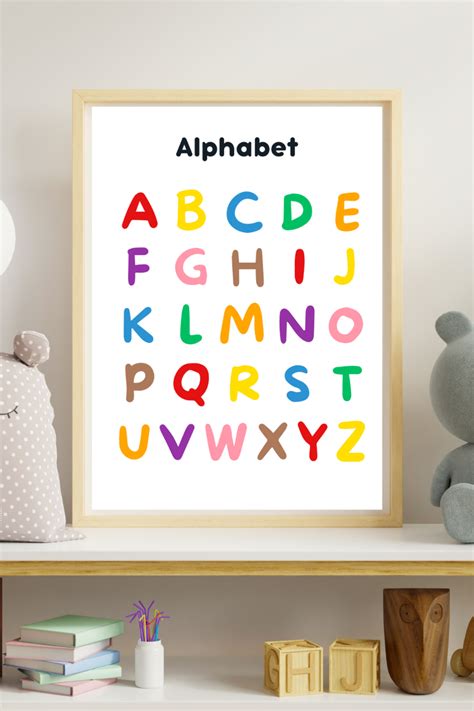 colorful alphabet digital poster printable educational wall art